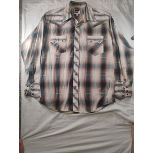 Mens B&D by Panhandle‎ Slim Lg Long Sleeve Pearl Snap Shirt Western Wear Brown